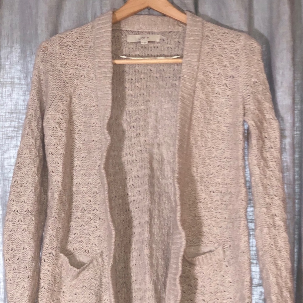 LOFT|OATMEAL KNIT SWEATER CARDIGAN|XS